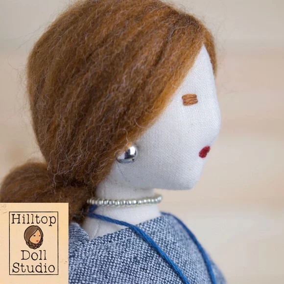 Fabric Doll "Clara" Handcrafted Textile Cloth Heirloom Primitive Doll - Picture 9 of 14